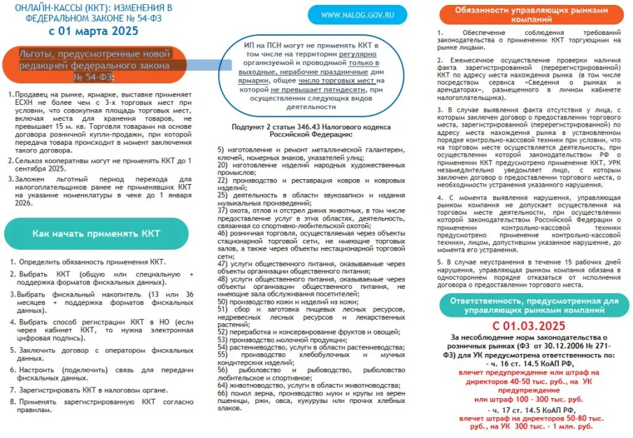 ОНЛАЙН-КАССЫ (ККТ): ИЗМЕНЕНИЯ В  ФЕДЕРАЛЬНОМ ЗАКОНЕ № 54-ФЗ   с 01 марта 2025