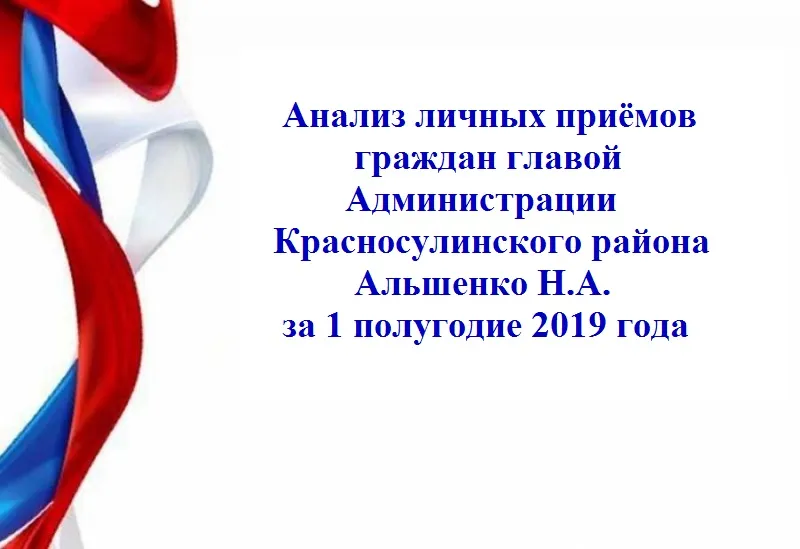 Анализ личных приёмов граждан главой Администрации Красносулинского района Альшенко Н.А. за 1 полугодие 2019 года