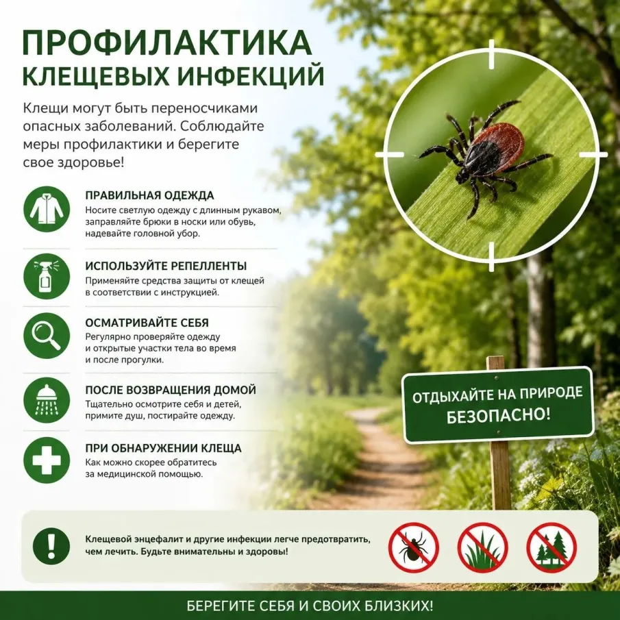 Профилактика клещевых инфекций!