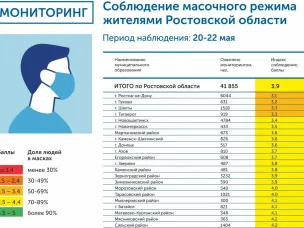 Подведены итоги мониторинга масочного режима на Дону за 20-22 мая