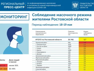 Мониторинг масочного режима на Дону: итоги за 18 и 19 мая